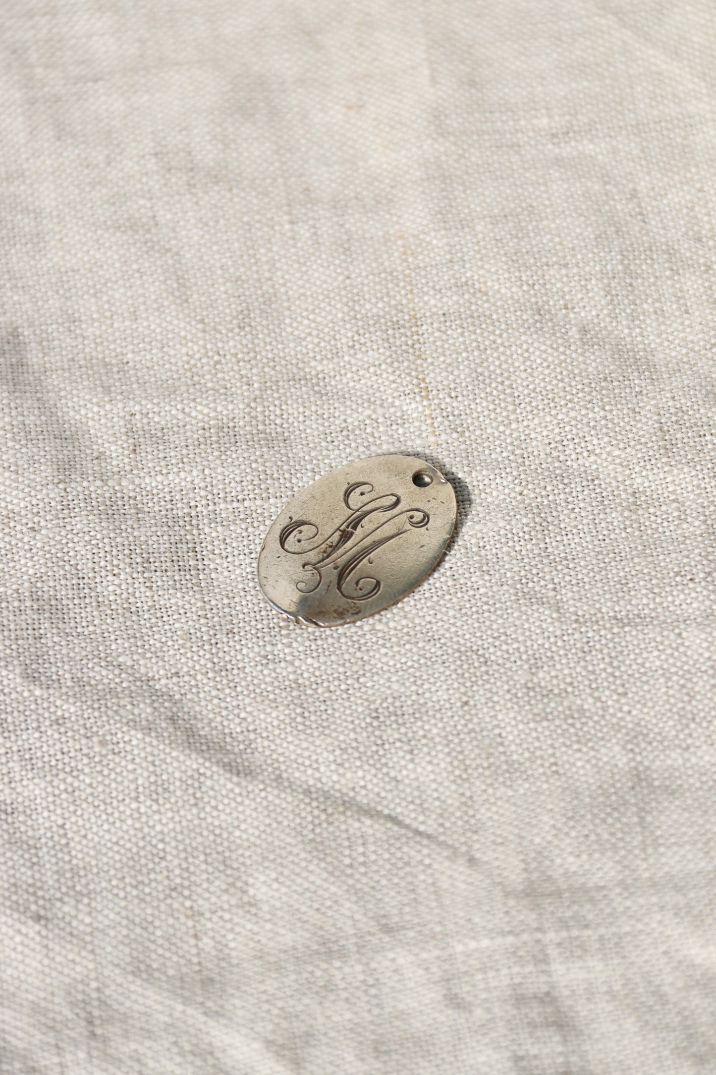 Vintage M Engraved Pendant - Sterling Silver
