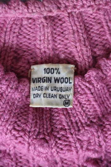 70s Hand Knit Pink Sweater with Buttons