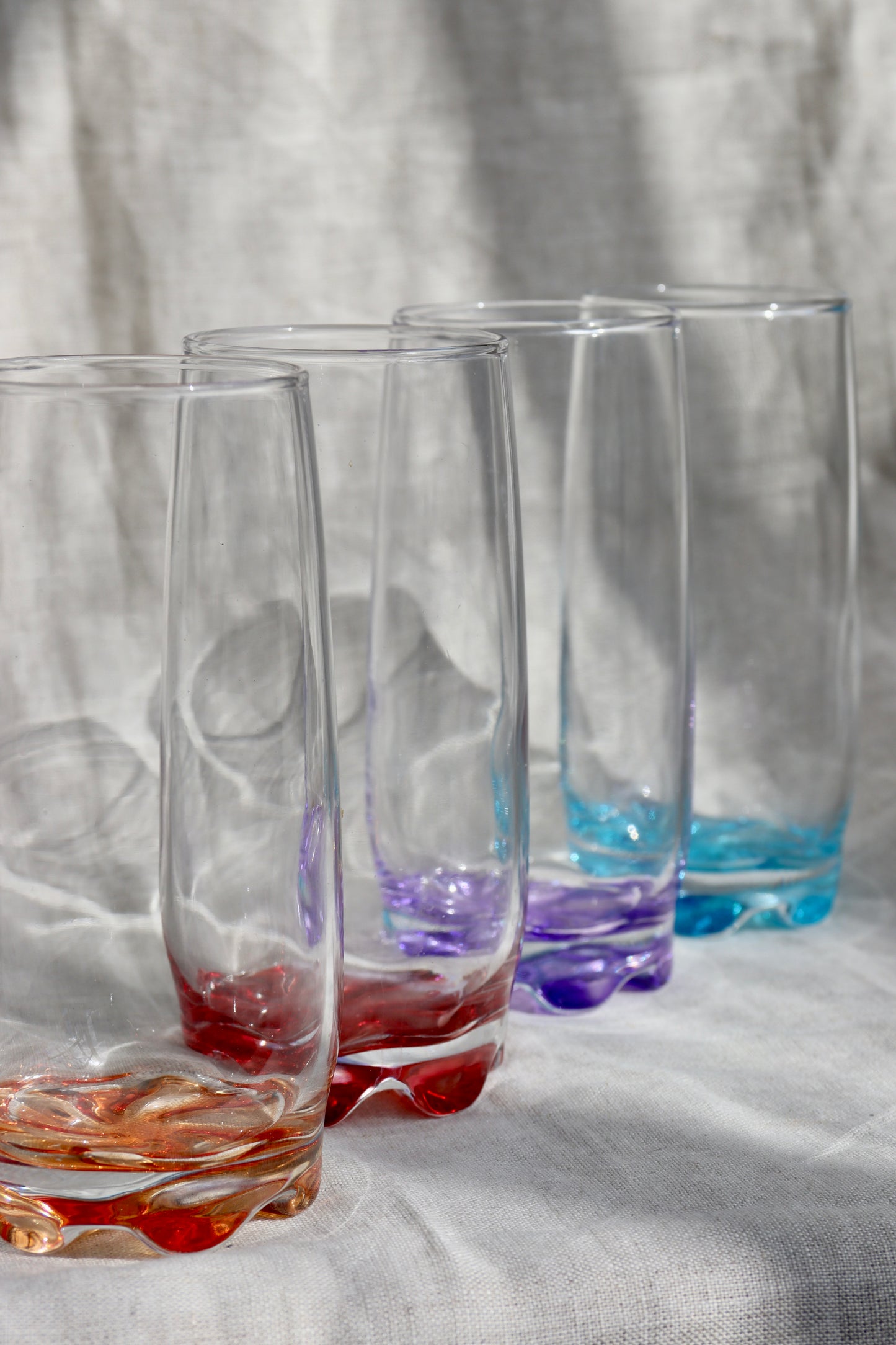 Set of 4 Color Glass Drinking Tumblers