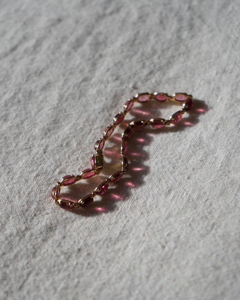 Rose Gold Pink Tourmaline Line Bracelet - 9K