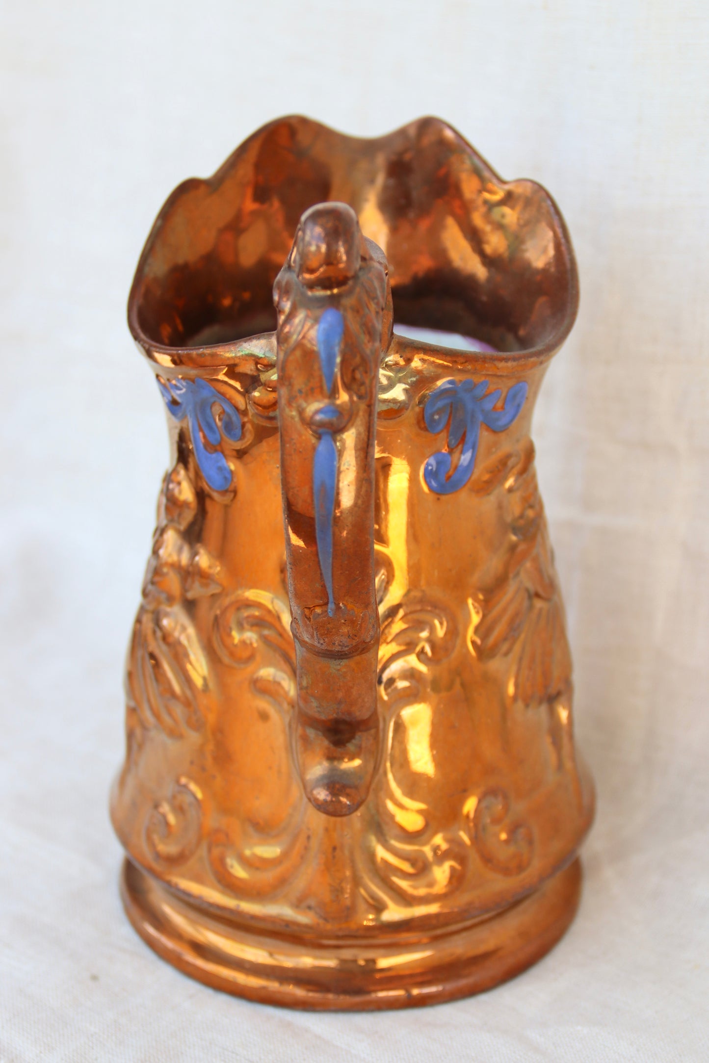 copper lusterware pitcher