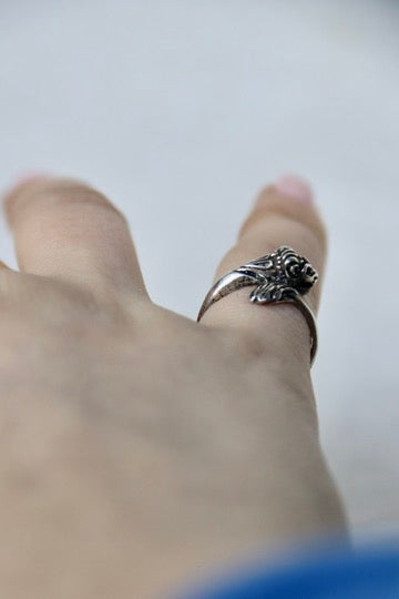 Sterling Silver Greek Lion's Head Ring