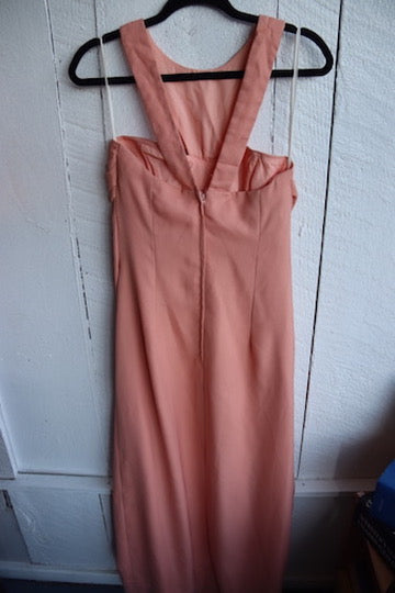 Vintage 90s Peach Pink Strapless Dress