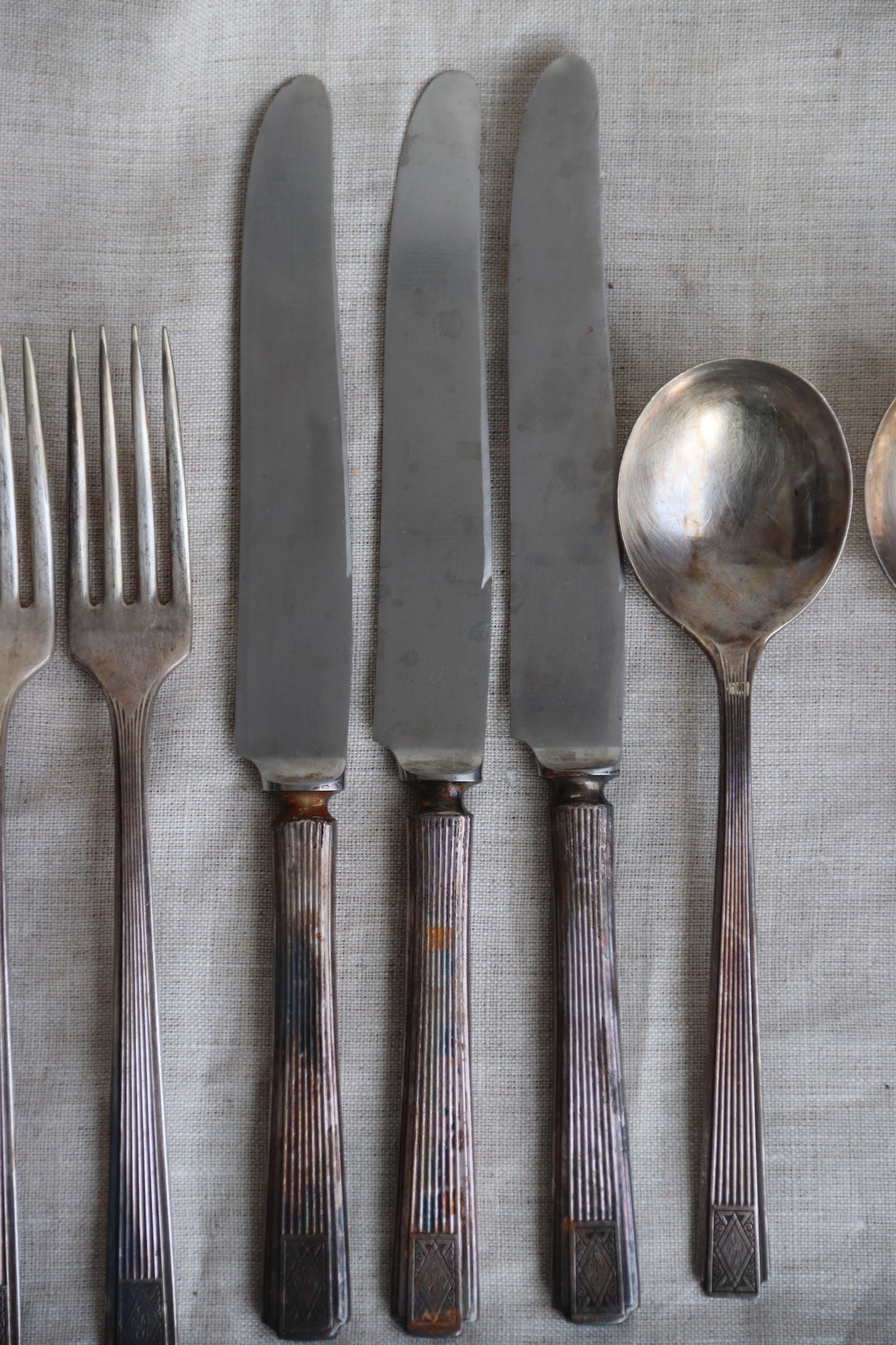 10 Piece Set of Art Deco Silverware