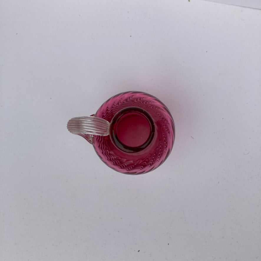 Mini hand blown maroon glass pitcher/vase
