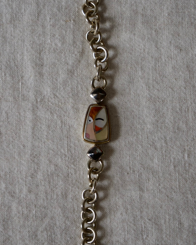 Sterling Silver and Mother-of-Pearl Face Bracelet