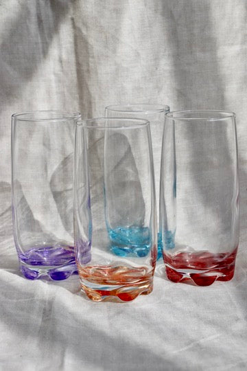 Set of 4 Color Glass Drinking Tumblers