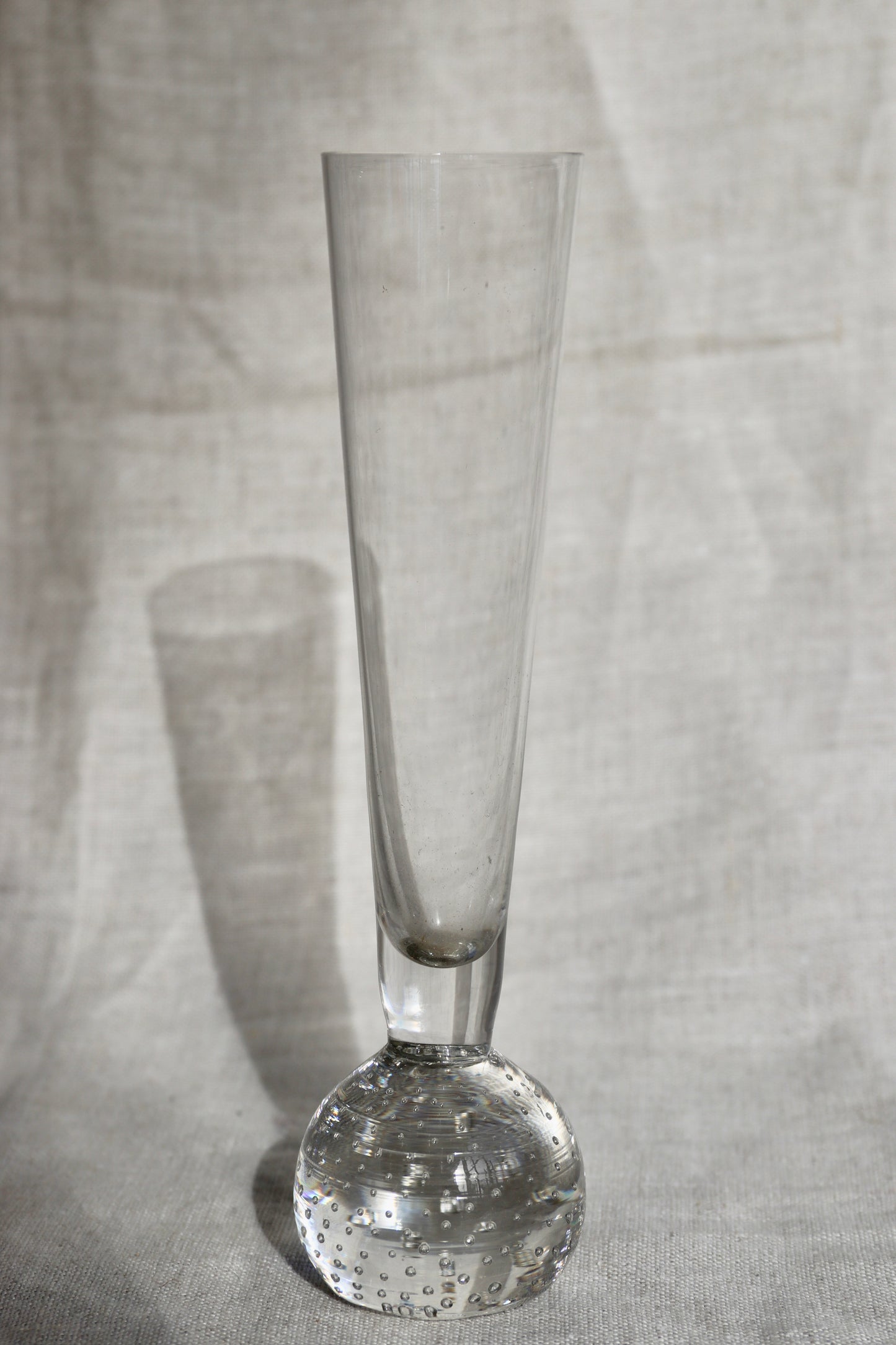 Controlled Bubble Base Clear Glass Bud Vase