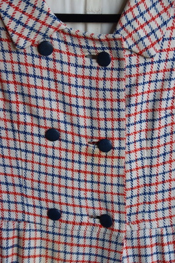Vintage 60s Liso Plaid Button-Front Coat