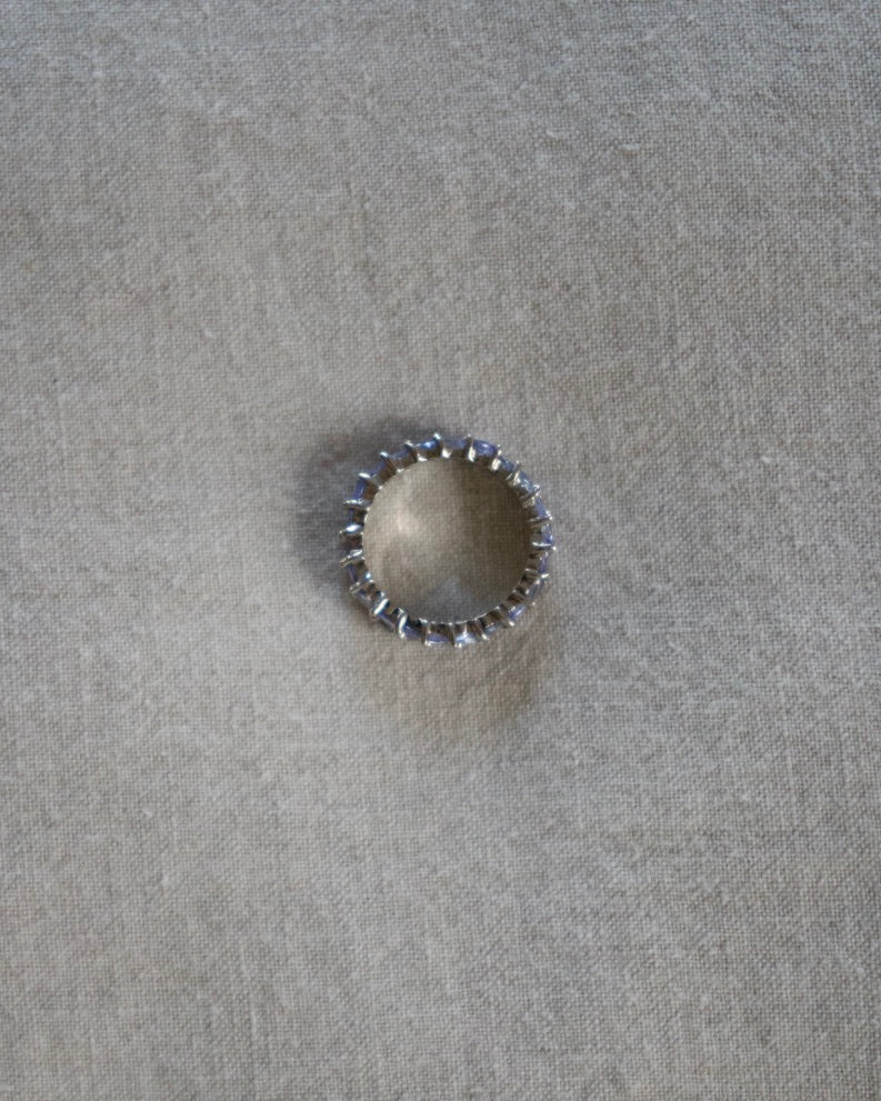 Sterling Silver Tanzanite Double Row Eternity Band