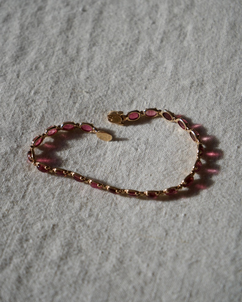 Rose Gold Pink Tourmaline Line Bracelet - 9K