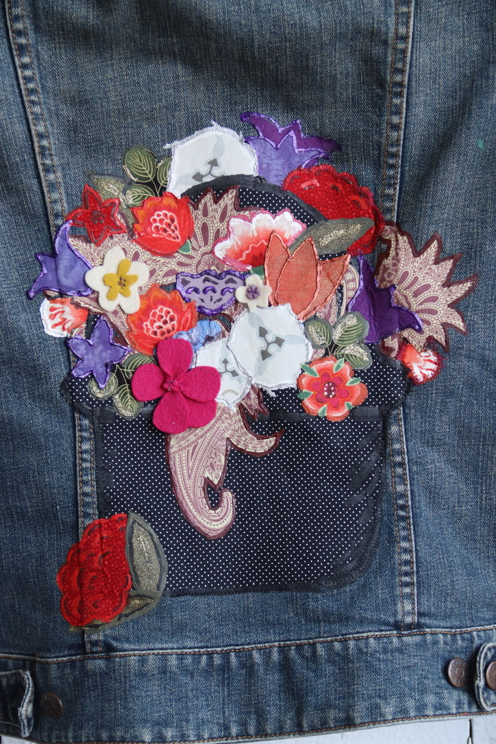 Vintage J. Crew Jean Jacket with Embroidery