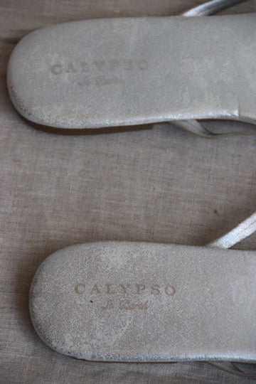 Calypso St. Barth Silver Leather Penny Flip Flops - 10