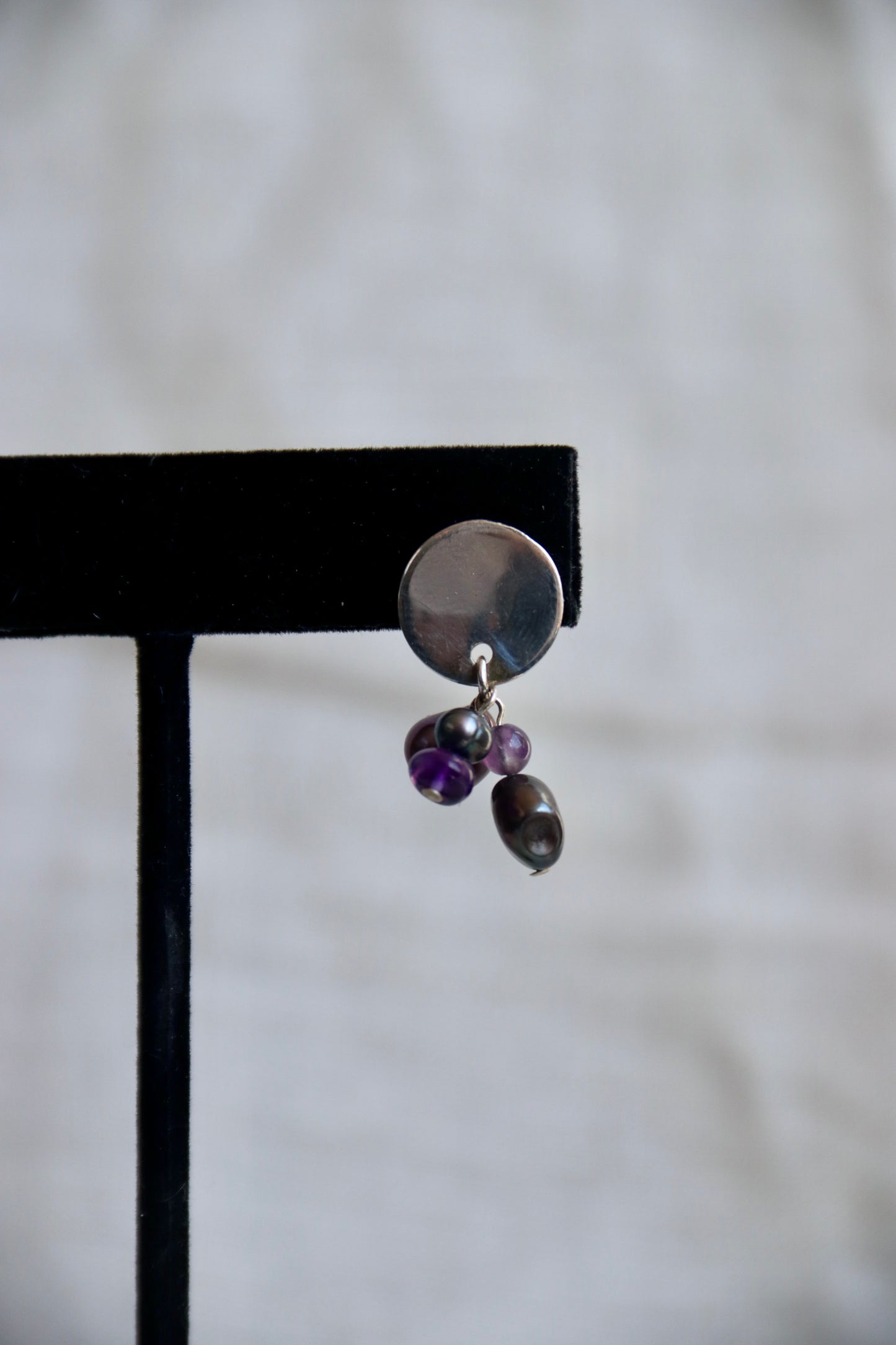 Sterling Silver Purple Bead Earrings