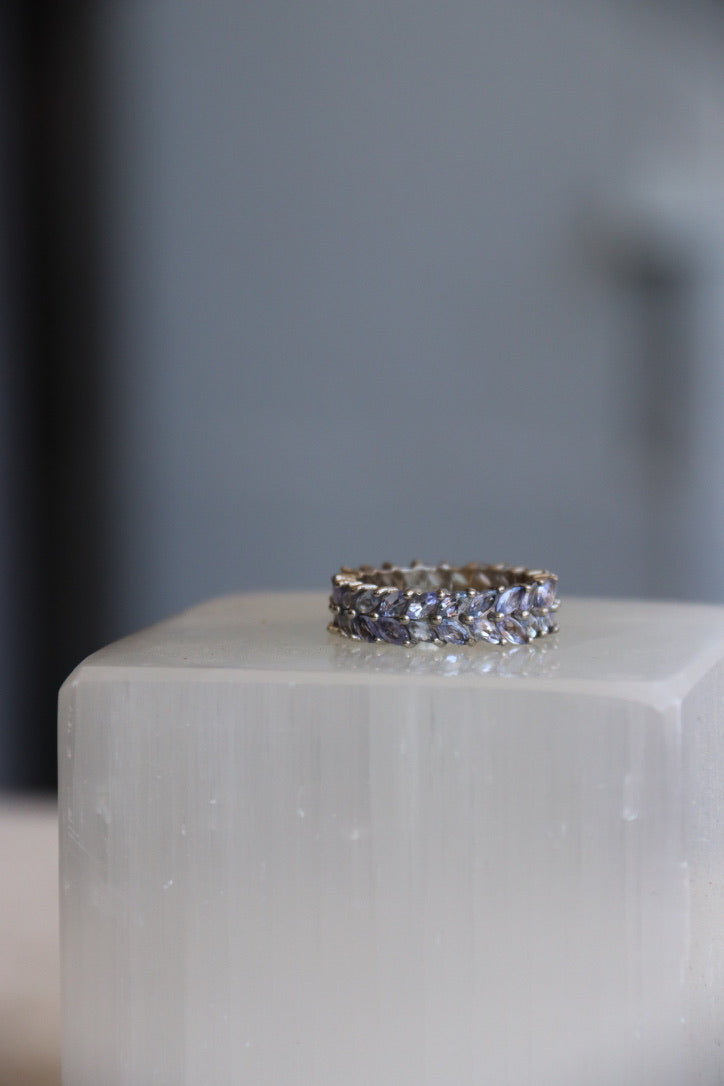 Sterling Silver Tanzanite Double Row Eternity Band