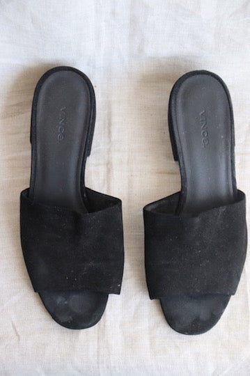 Vince Black Suede Heeled Slides - 40