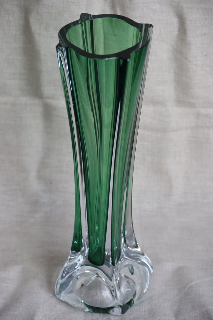 Green Fluted Glass Vase