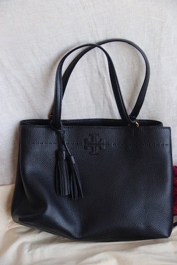 Tori Burch Black Leather Bag with Tassle