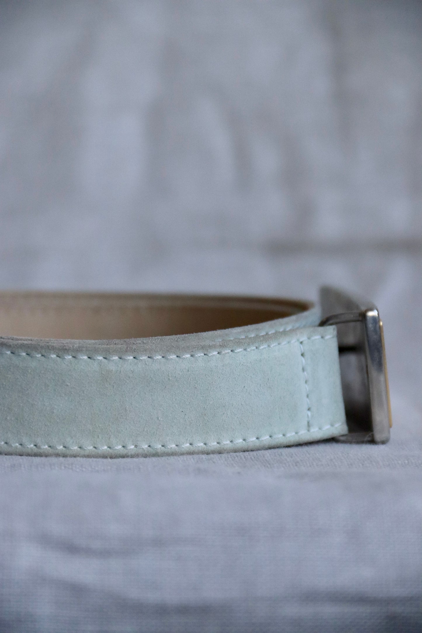 Vintage Escada Mint Green Grey Suede Belt - 36