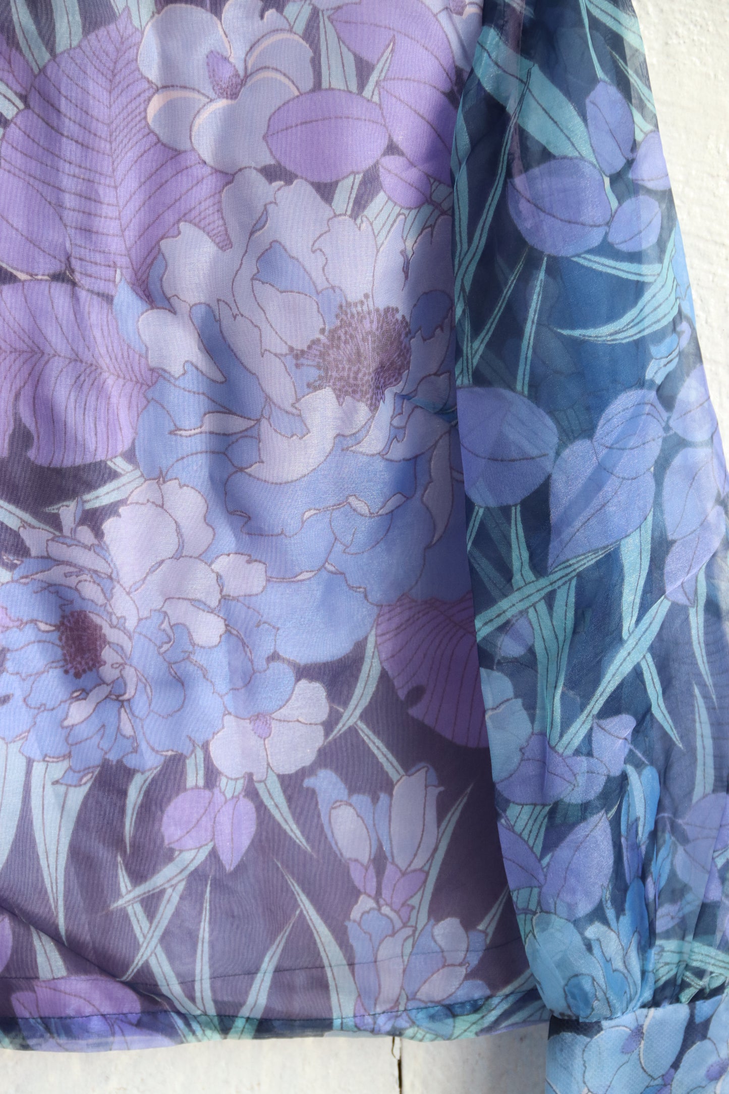 Vintage Handmade Blue Floral Top