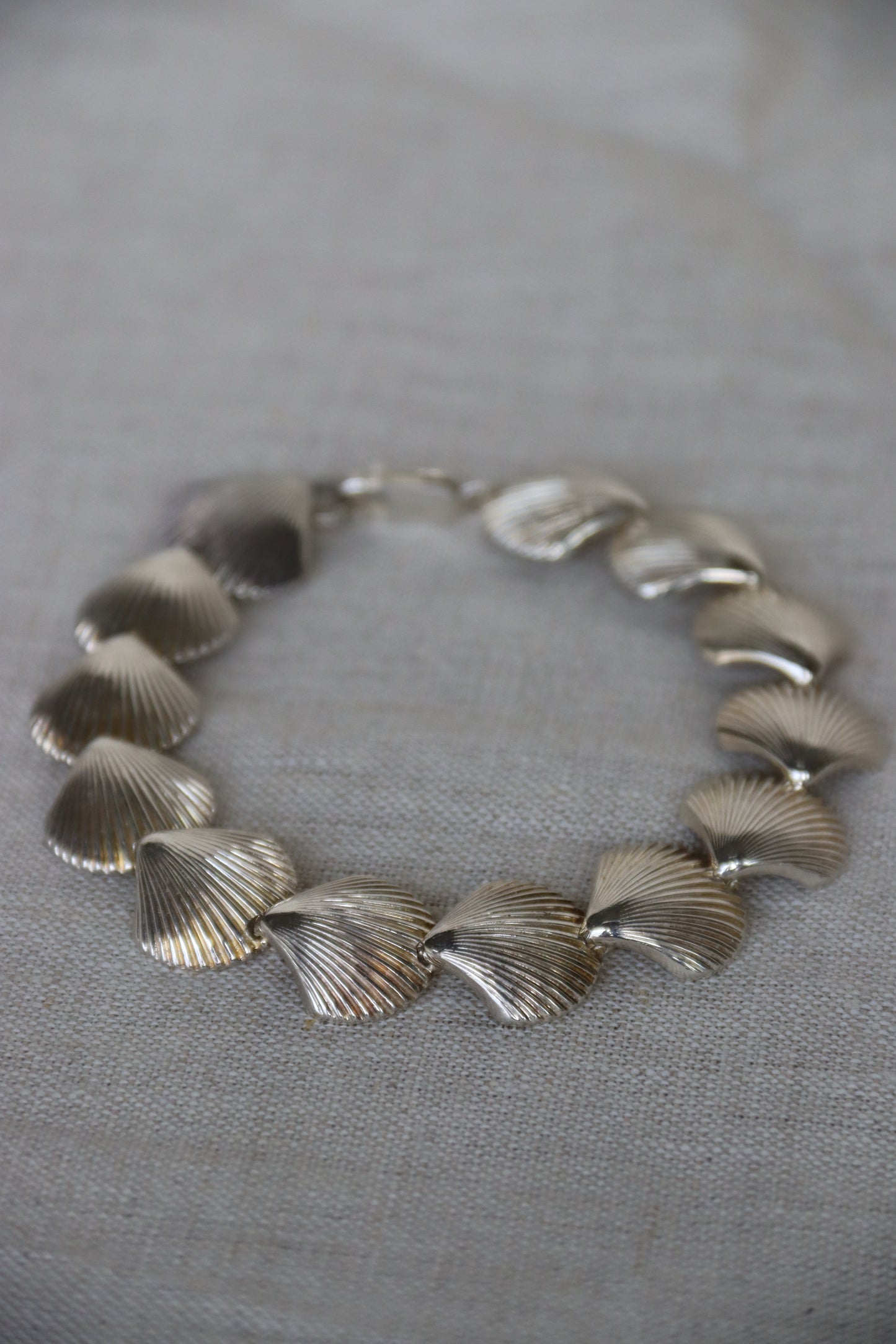 Sterling Silver Shell Bracelet and Earrings Set