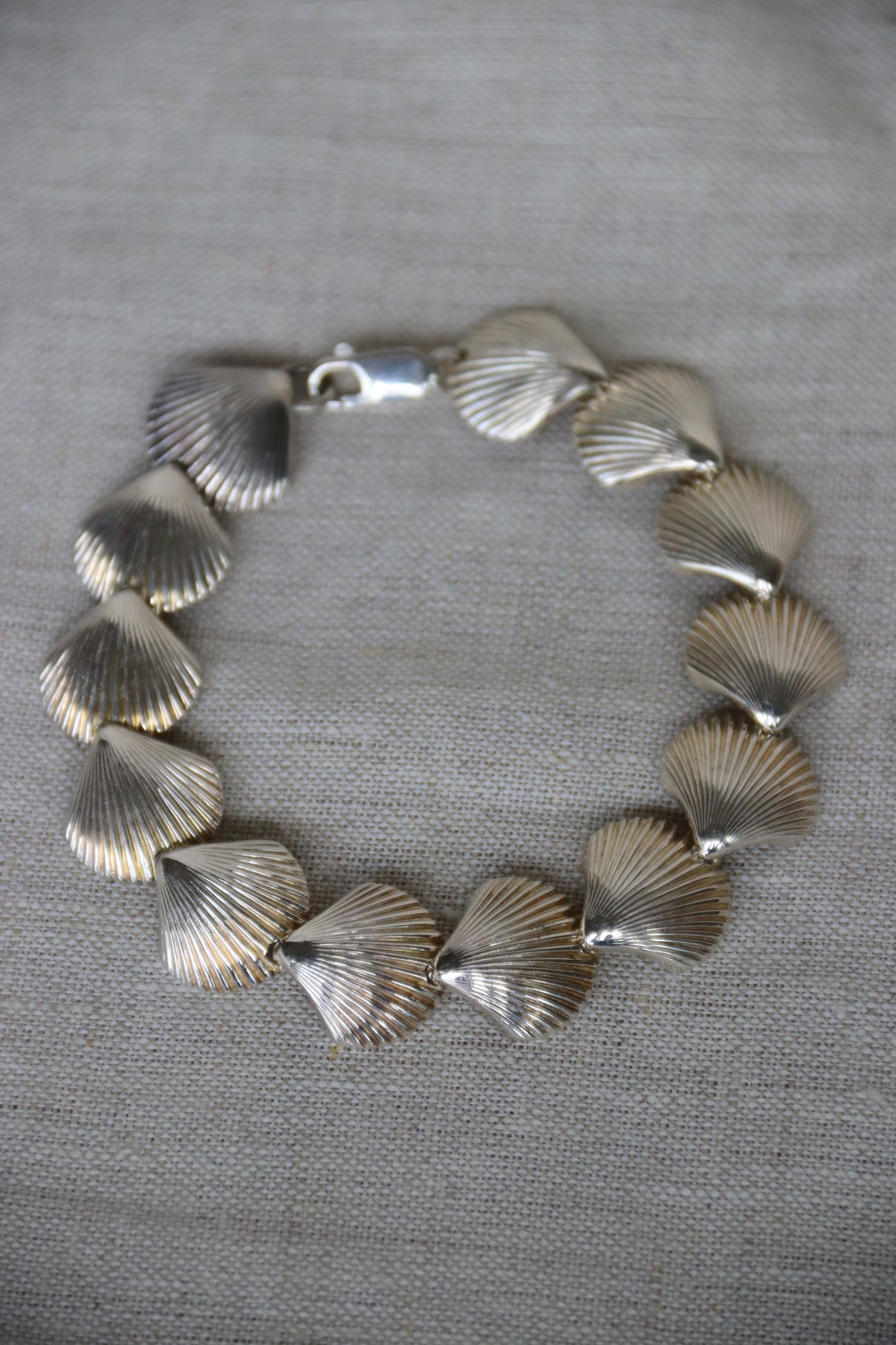 Sterling Silver Shell Bracelet and Earrings Set