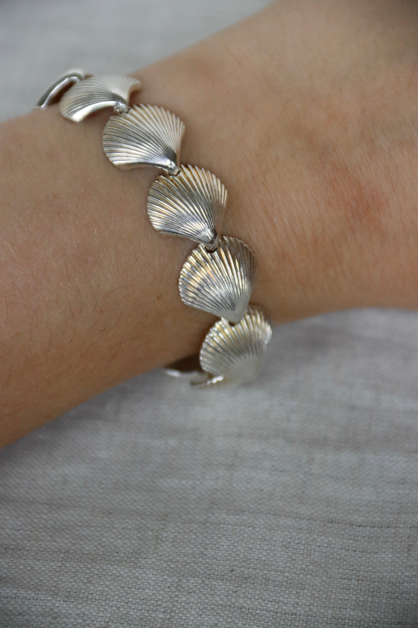 Sterling Silver Shell Bracelet and Earrings Set