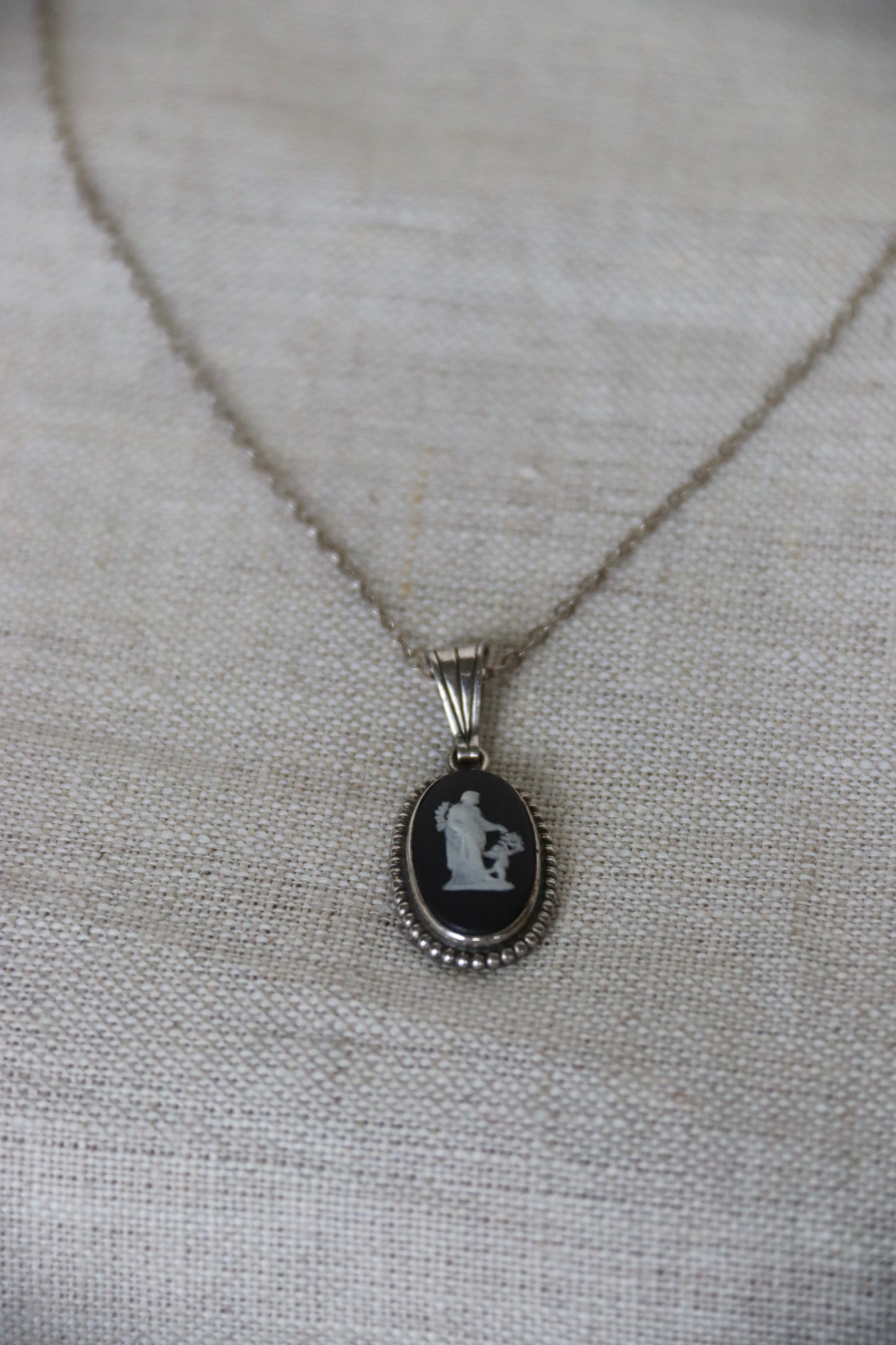 Sterling Silver Jasperware Cameo Necklace