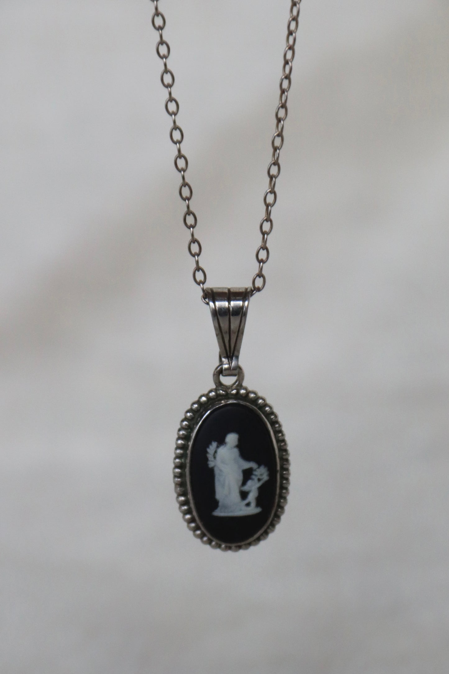 Sterling Silver Jasperware Cameo Necklace