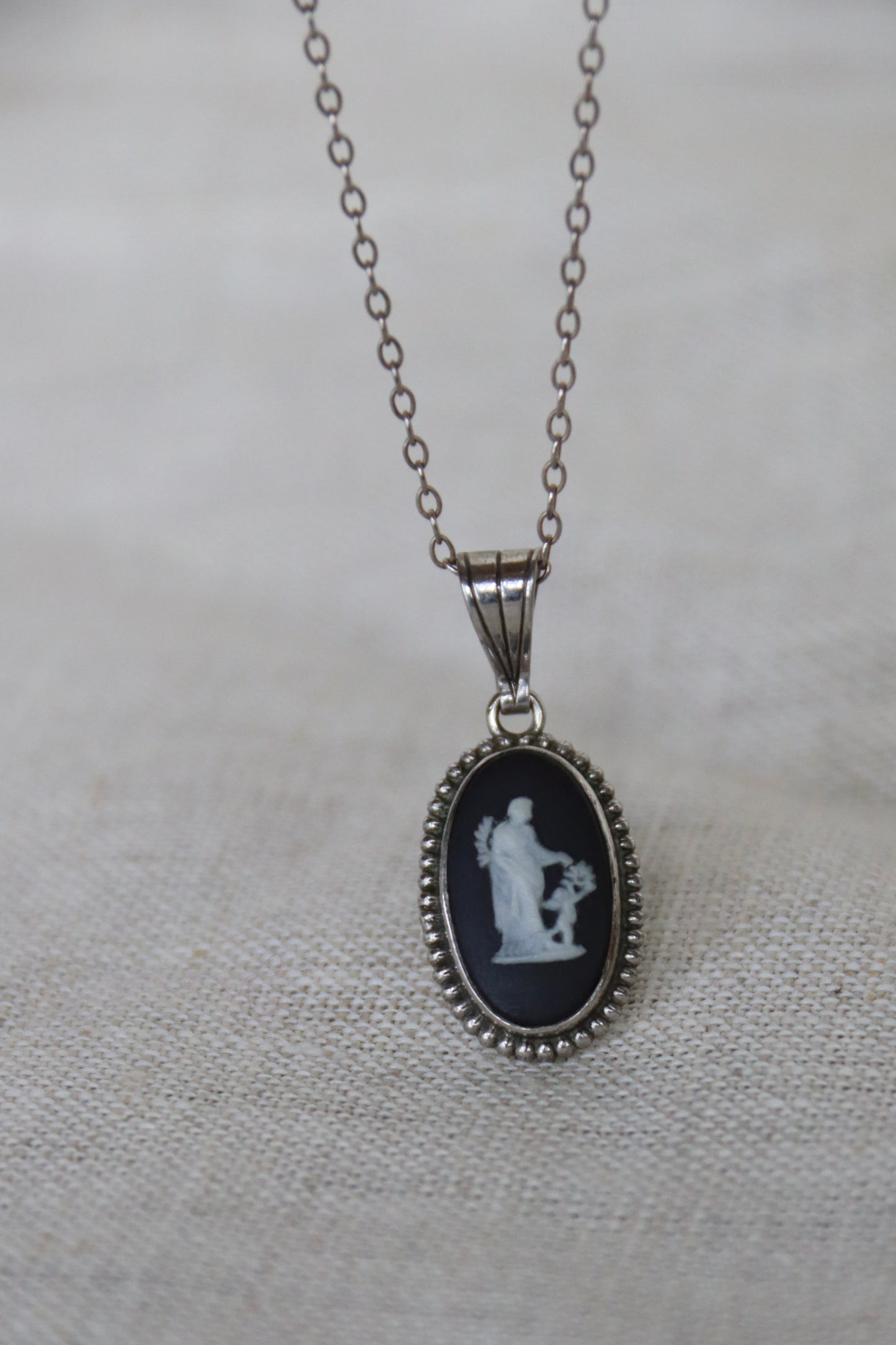 Sterling Silver Jasperware Cameo Necklace