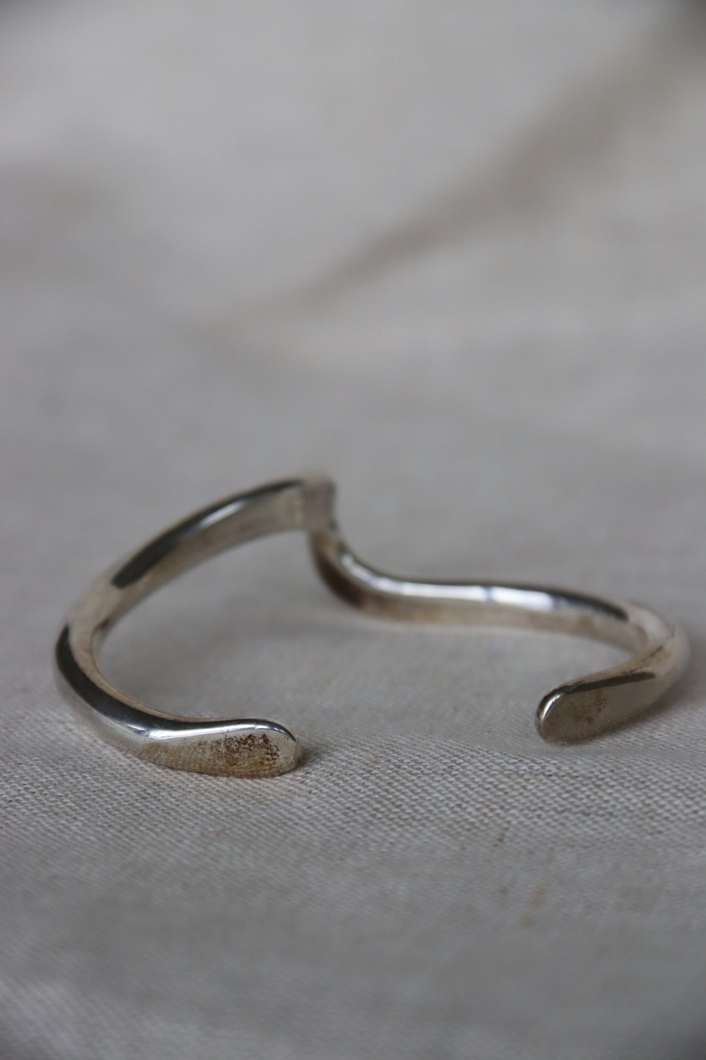 Set of Two Sterling Silver Wave Cuff Bracelets