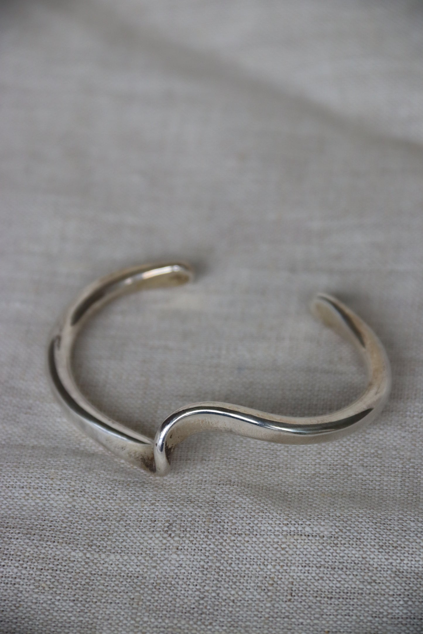 Set of Two Sterling Silver Wave Cuff Bracelets