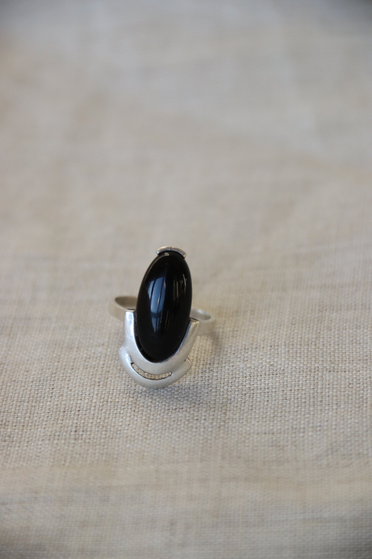 Sterling Silver Obsidian Oval Ring