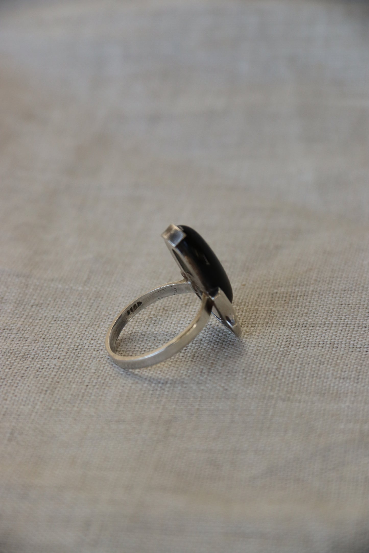 Sterling Silver Obsidian Oval Ring
