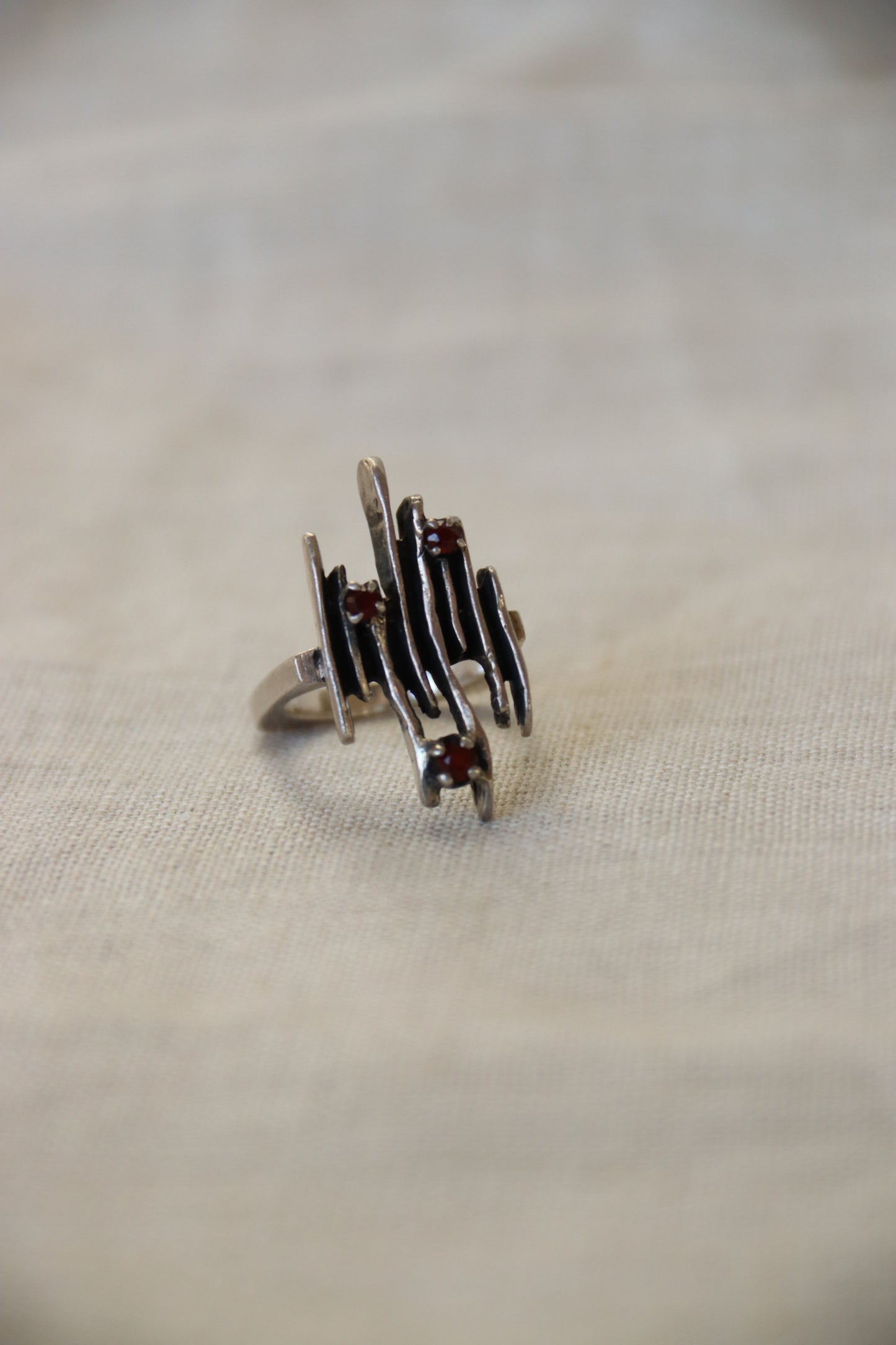 Sterling Silver Garnet Graph Ring
