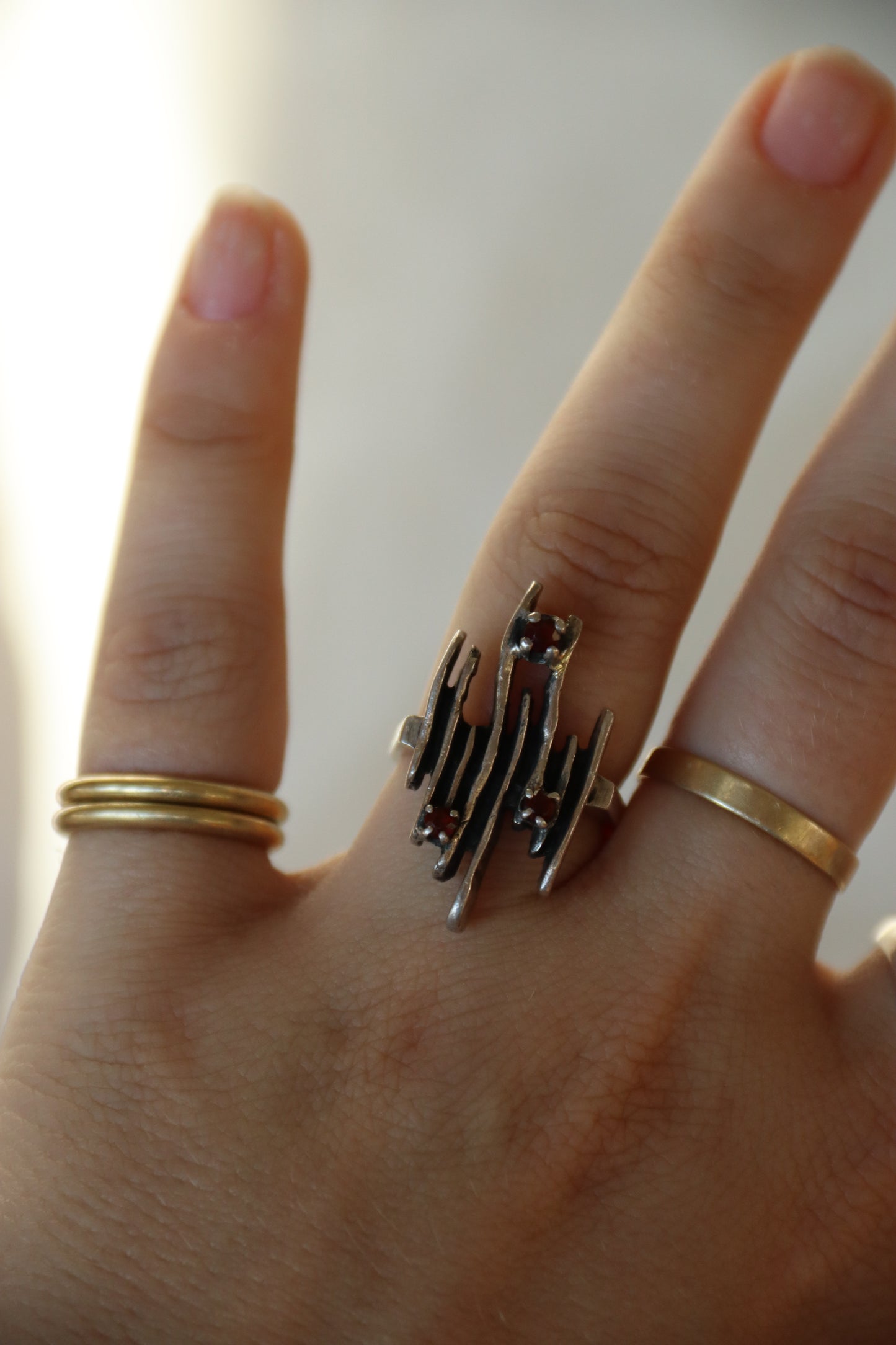 Sterling Silver Garnet Graph Ring