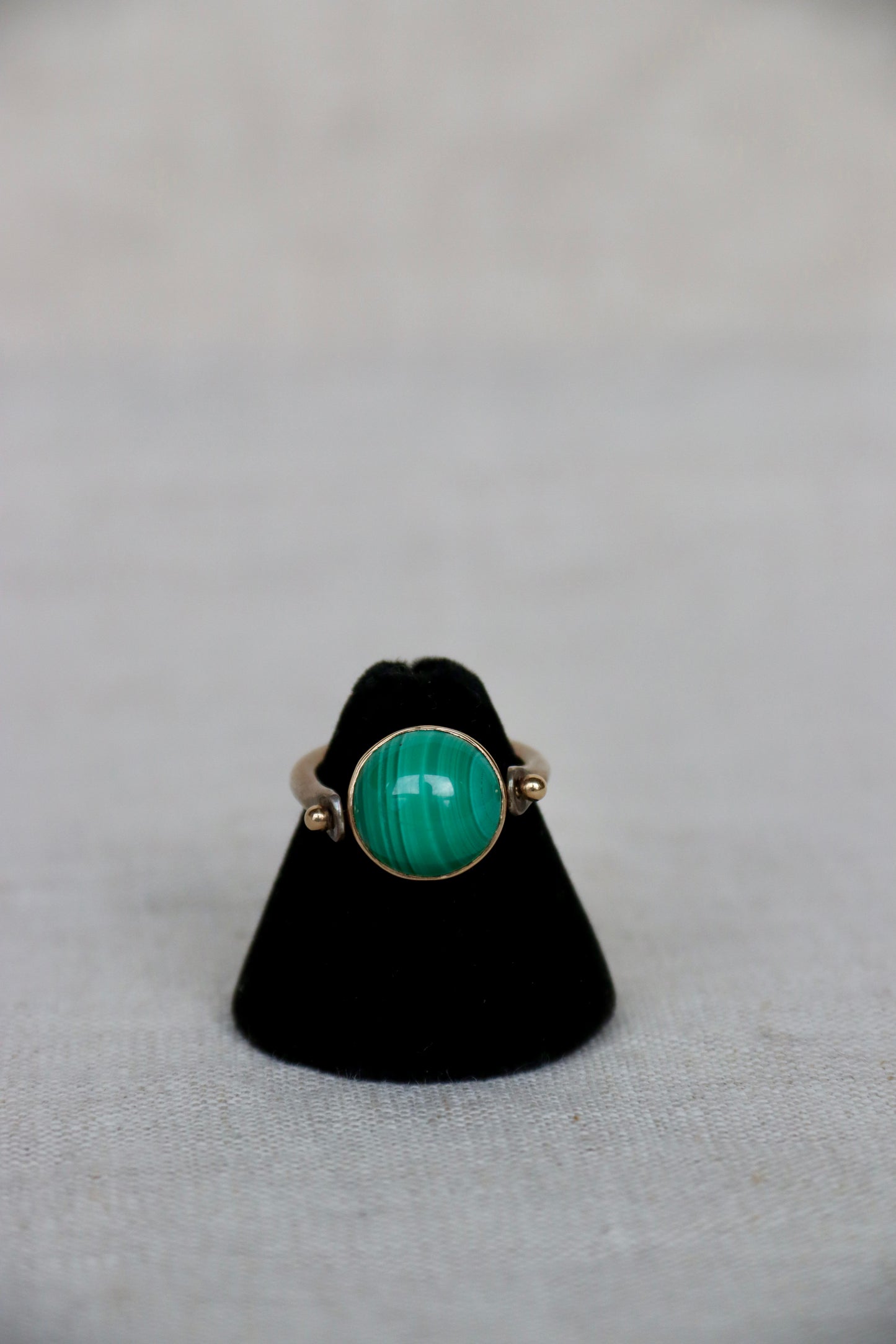 Sterling Silver and 14k Malachite Flip Ring