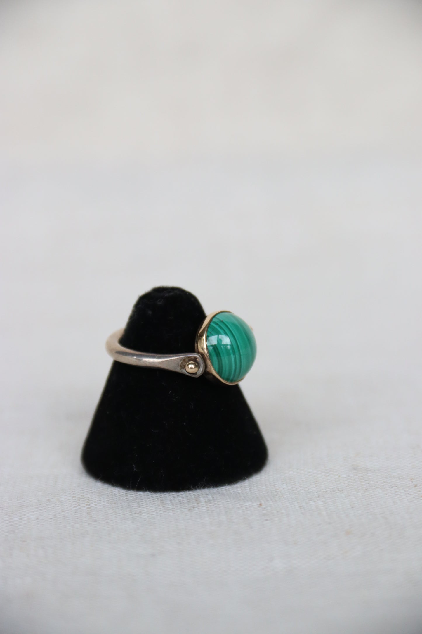 Sterling Silver and 14k Malachite Flip Ring