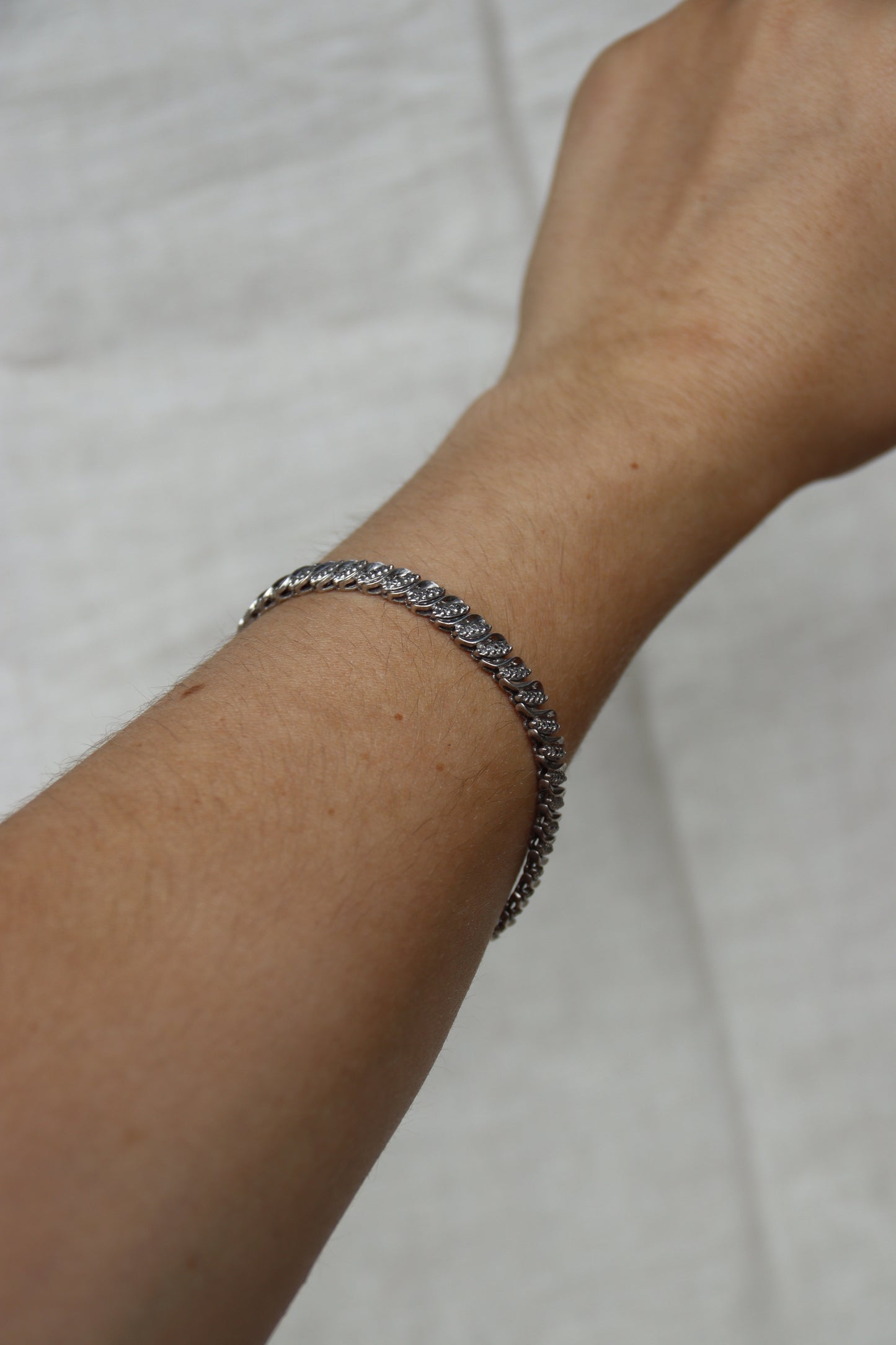Sterling Silver and Diamond Link Bracelet