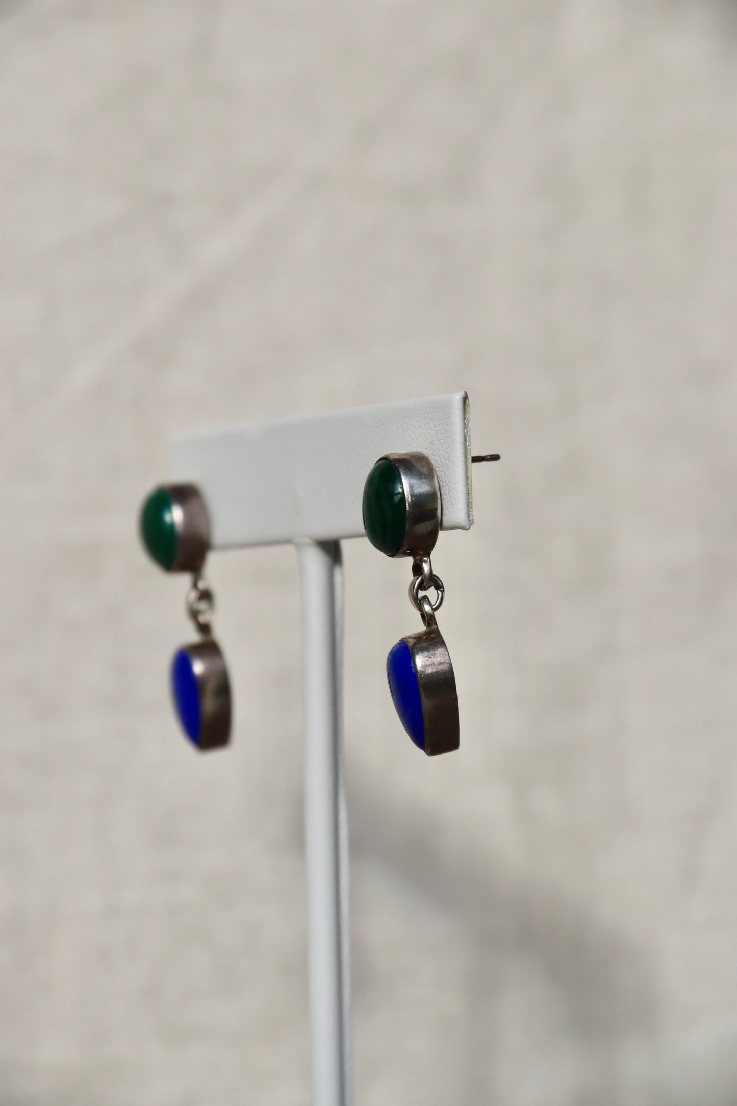 Sterling Silver Malachite and Lapis Lazuli Earrings