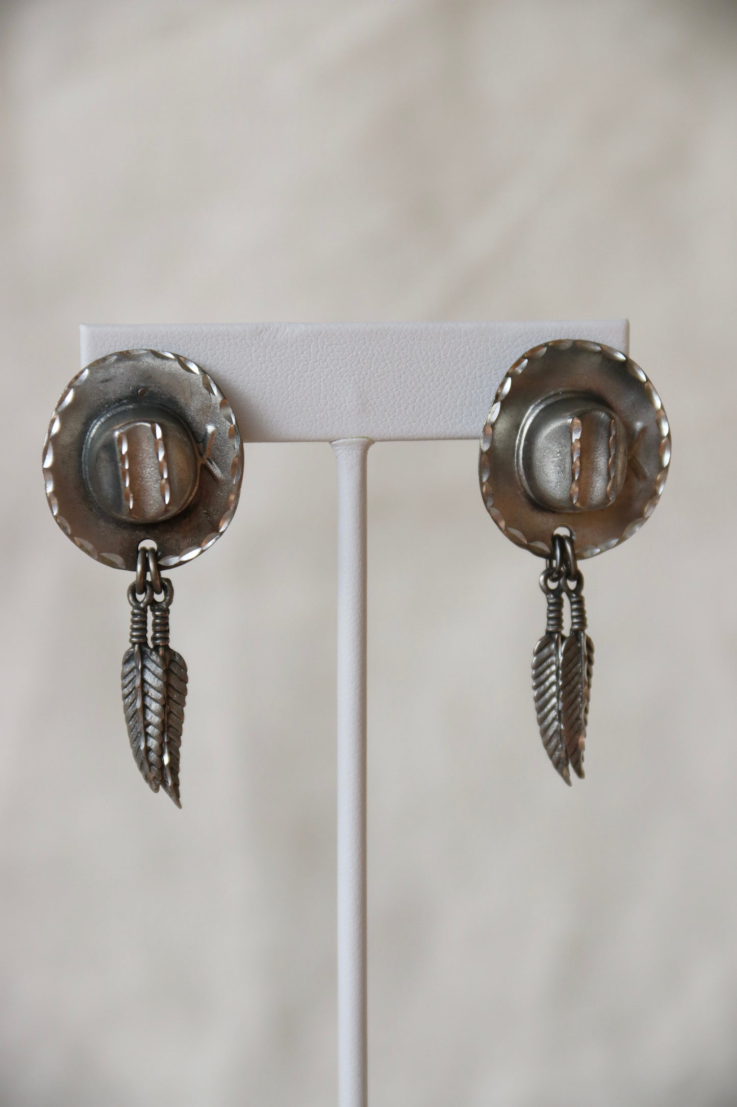 Silver Cowboy Hat Earrings