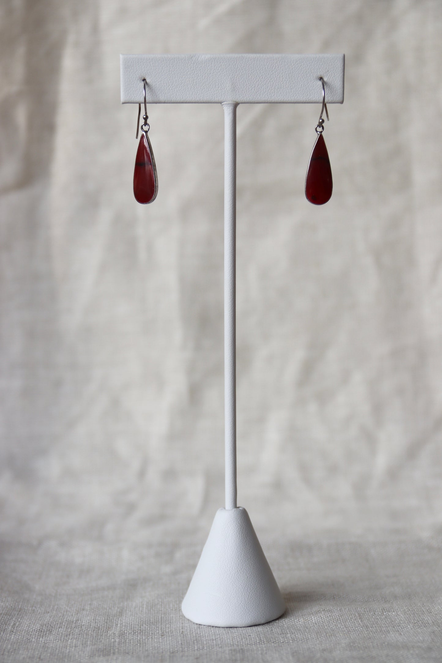 Sterling Silver Red Stone Earrings