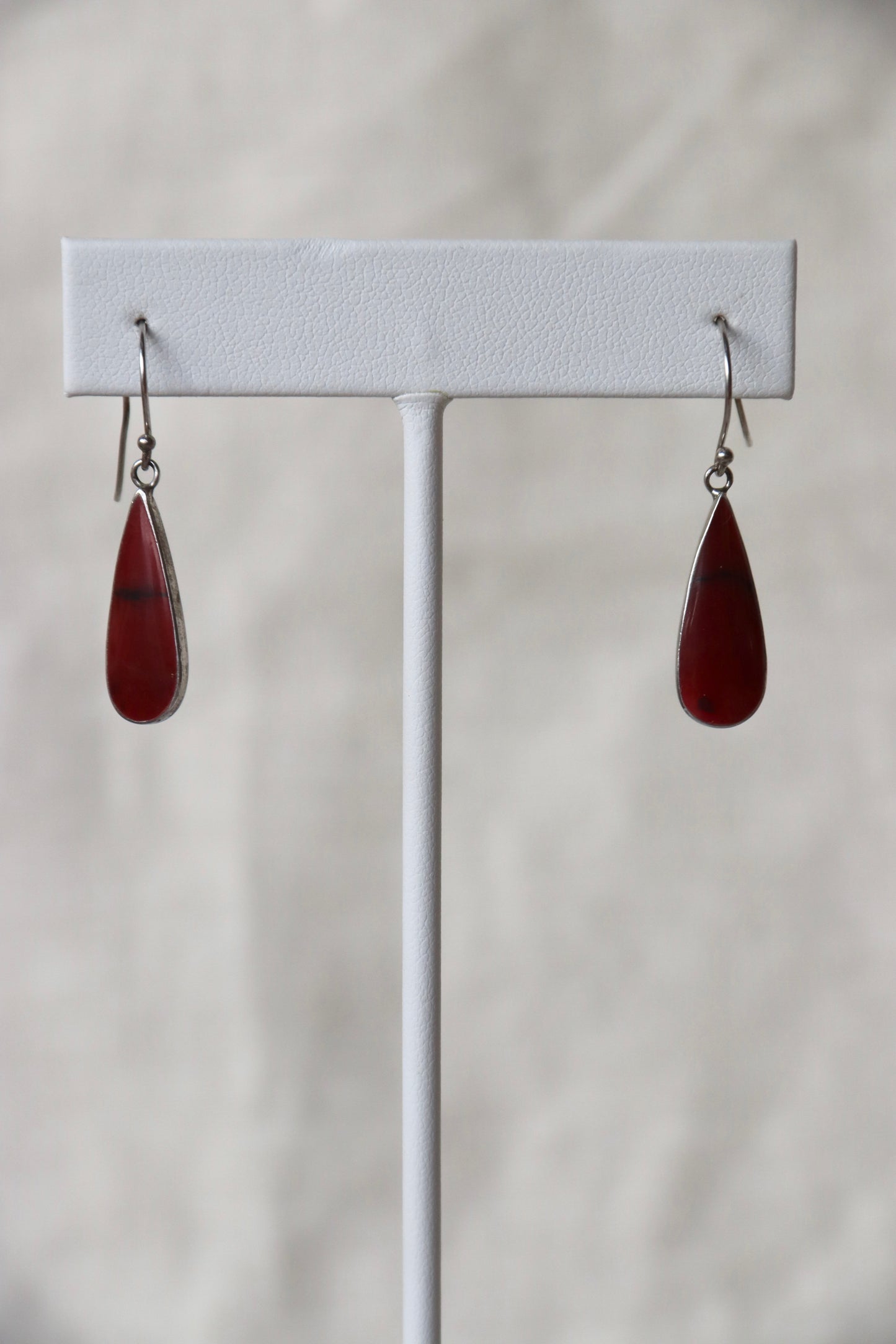 Sterling Silver Red Stone Earrings