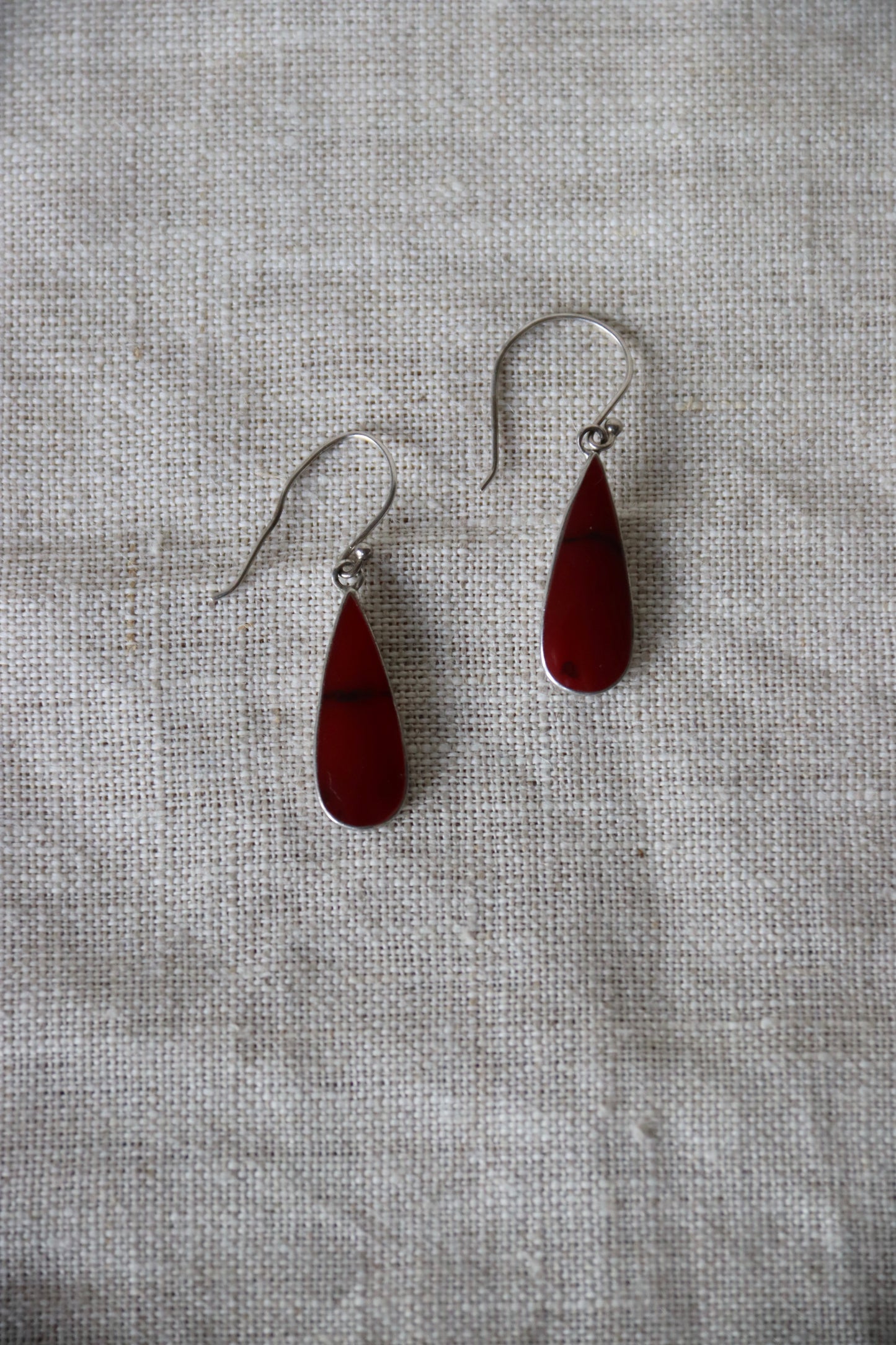 Sterling Silver Red Stone Earrings