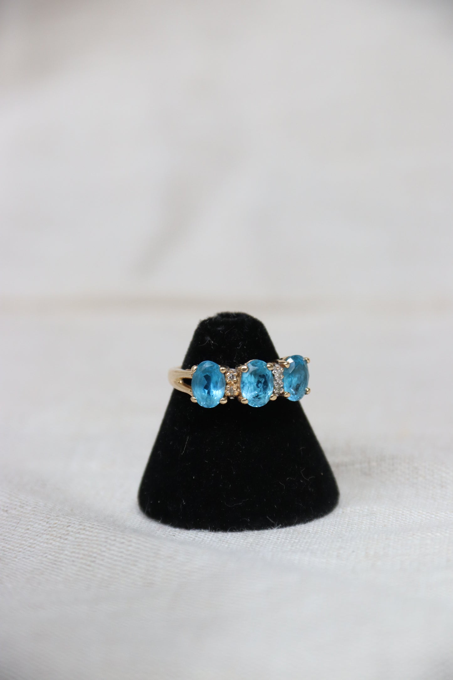 14K Yellow Gold Topaz and Diamond Ring