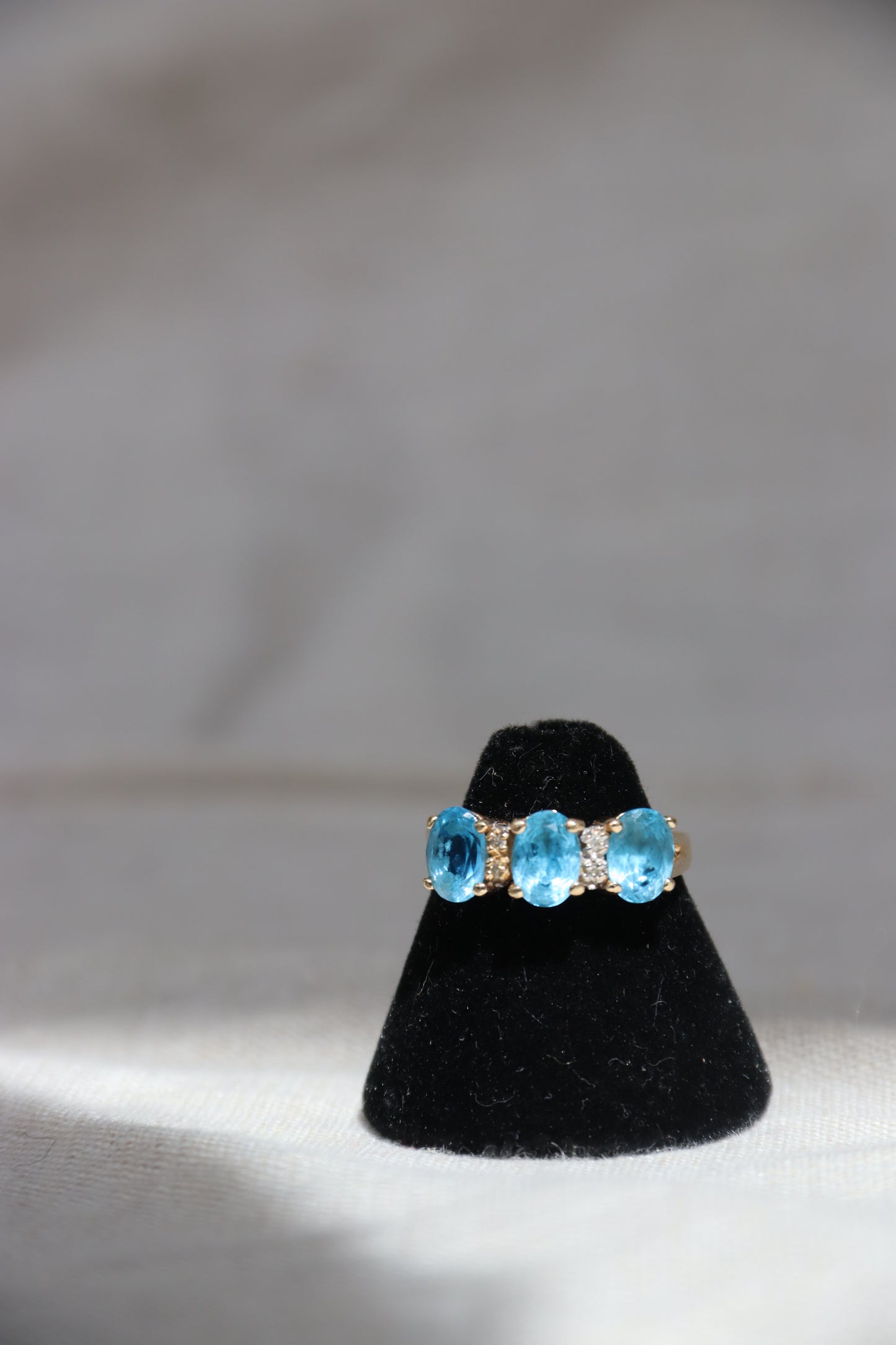 14K Yellow Gold Topaz and Diamond Ring