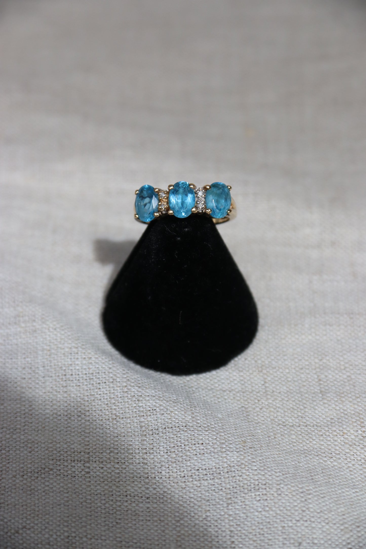 14K Yellow Gold Topaz and Diamond Ring
