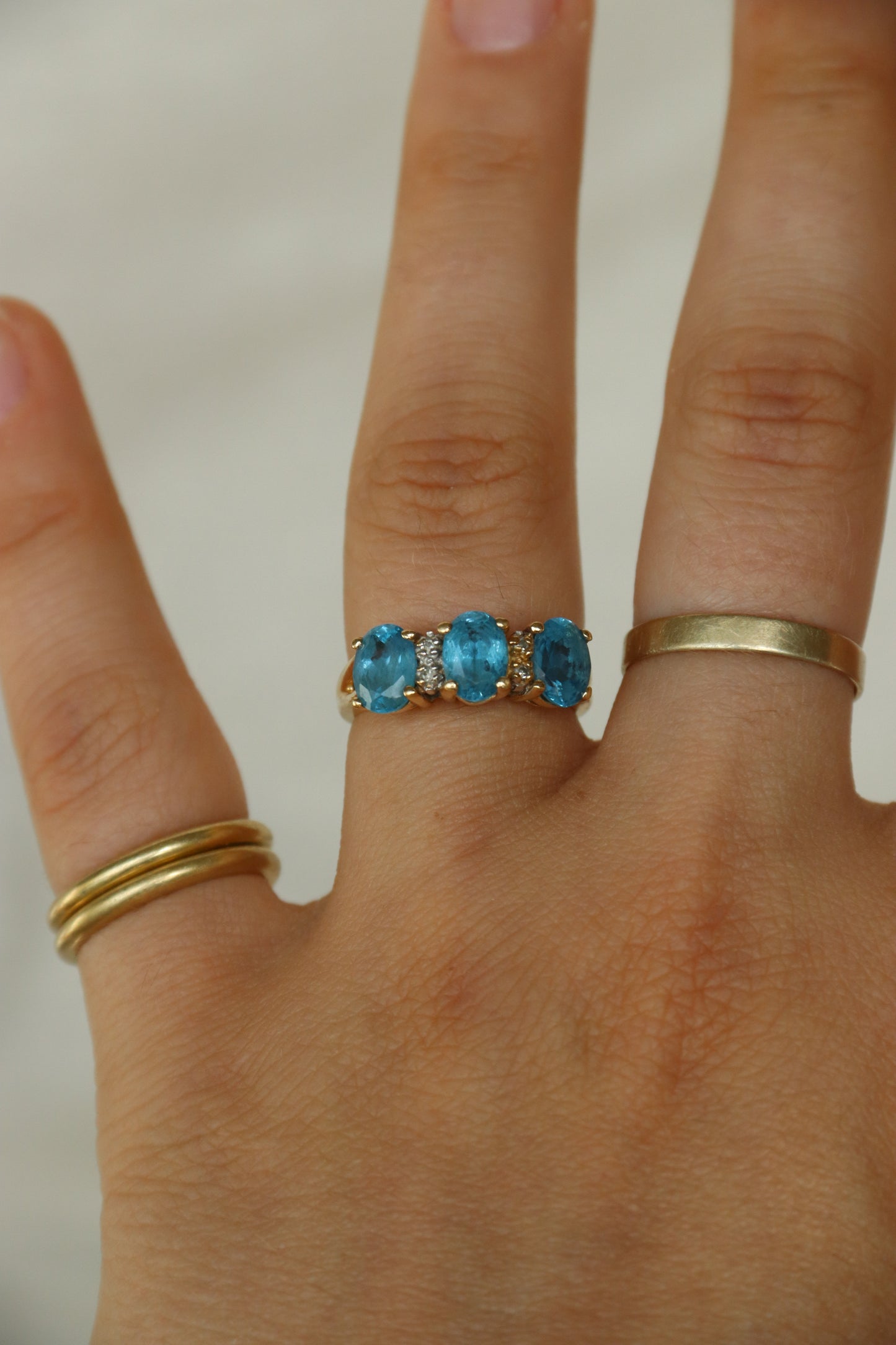 14K Yellow Gold Topaz and Diamond Ring