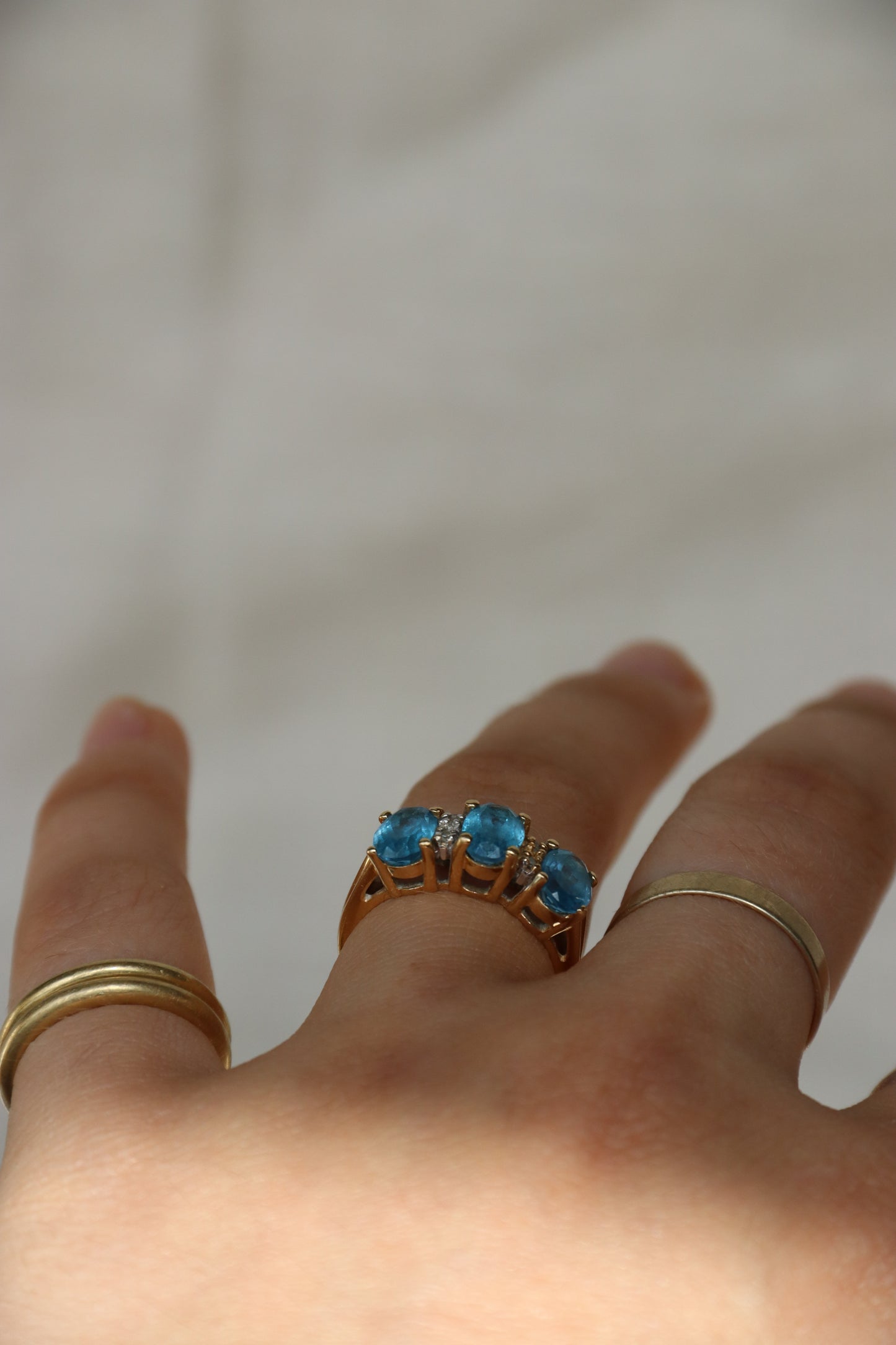14K Yellow Gold Topaz and Diamond Ring