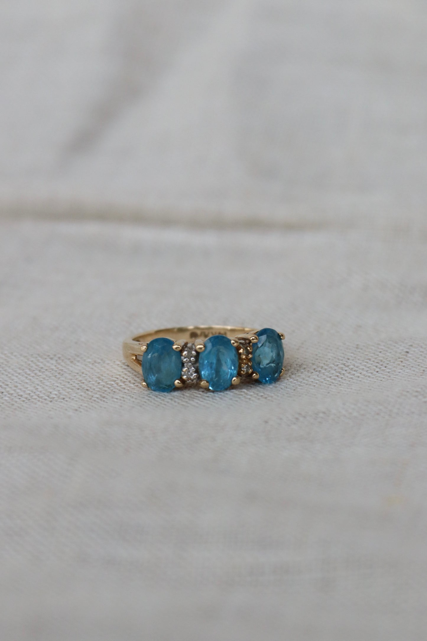 14K Yellow Gold Topaz and Diamond Ring